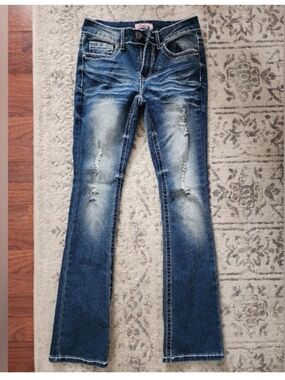 Women’s Distressed Bootcut Jeans - Blue